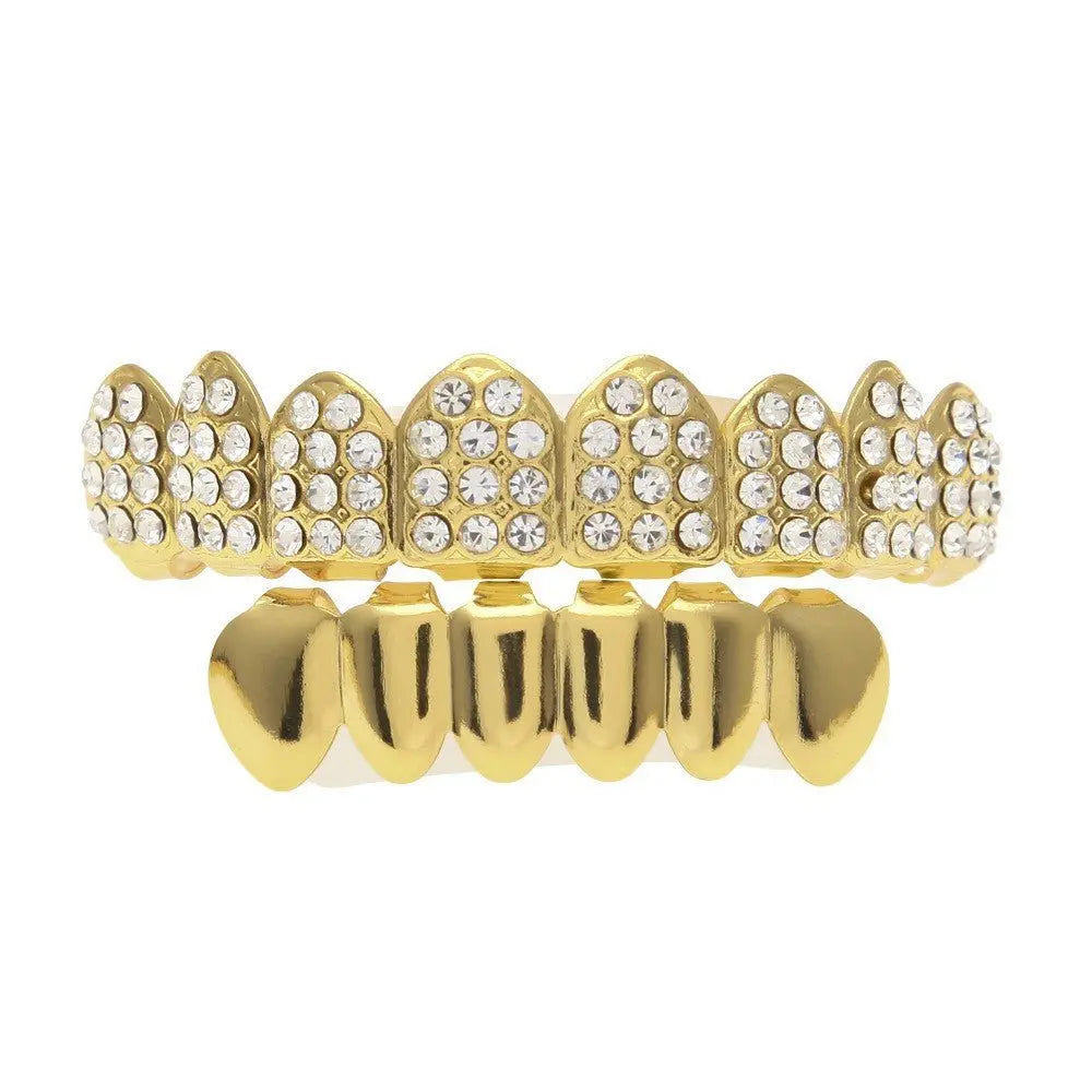 Hip-hop diamond-encrusted and gold-plated teeth grillz - Blade & Thread
