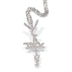 Hip-hop diamond-encrusted Cactus Jack letter necklace nowadaysfashion
