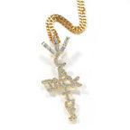 Hip-hop diamond-encrusted Cactus Jack letter necklace nowadaysfashion