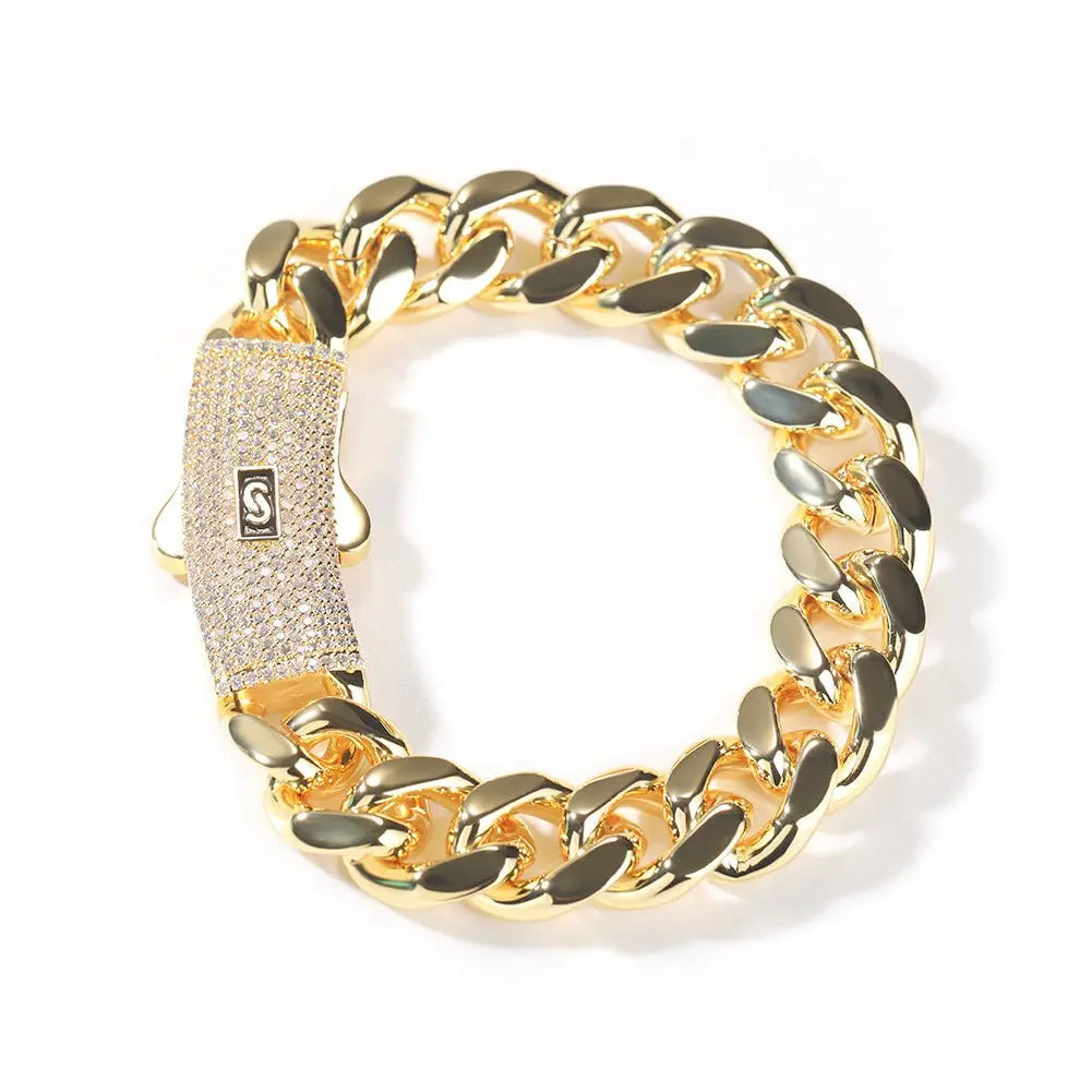 Hip-hop diamond-encrusted clasp smooth Cuban chain - Blade & Thread
