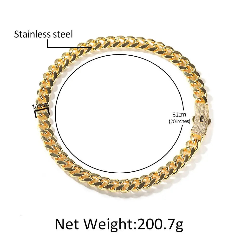 Hip-hop diamond-encrusted clasp smooth Cuban chain - Blade & Thread