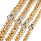 Hip-hop diamond-encrusted clasp smooth Cuban chain nowadaysfashion