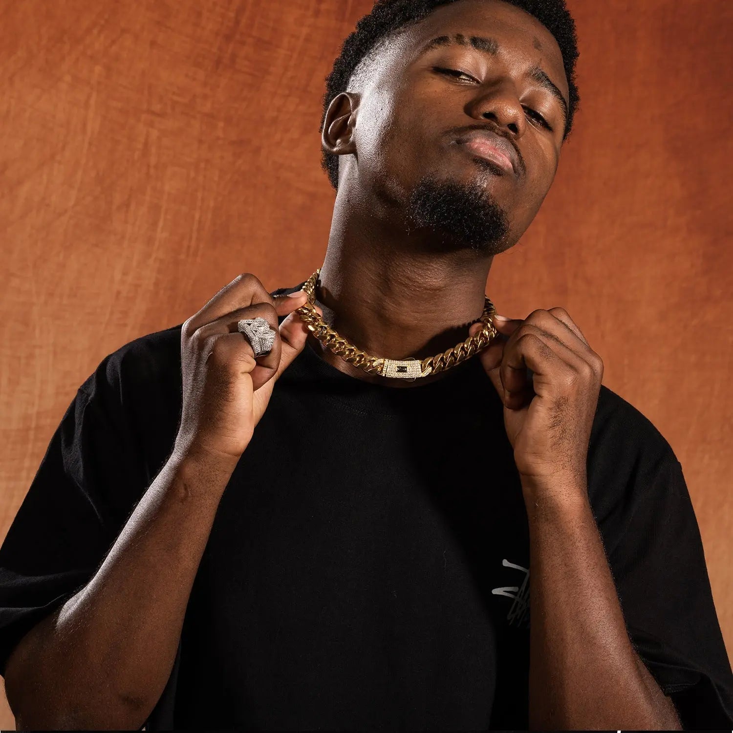 Hip-hop diamond-encrusted clasp smooth Cuban chain nowadaysfashion