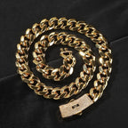 Hip-hop diamond-encrusted clasp smooth Cuban chain nowadaysfashion