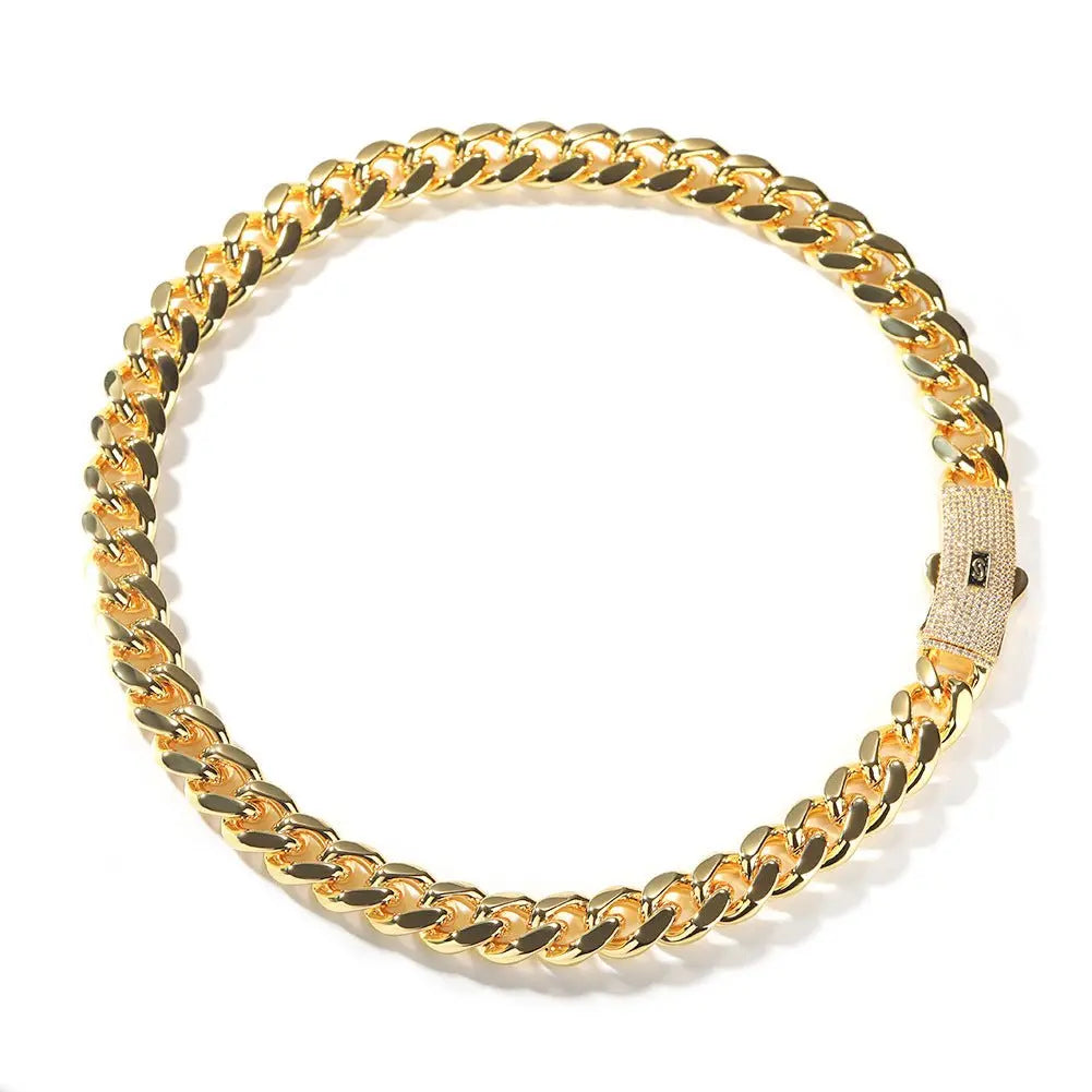 Hip-hop diamond-encrusted clasp smooth Cuban chain - Blade & Thread