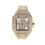 Hip-hop diamond-encrusted hollowed-out square watch nowadaysfashion