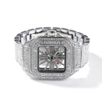 Hip-hop diamond-encrusted hollowed-out square watch nowadaysfashion