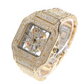 Hip-hop diamond-encrusted hollowed-out square watch nowadaysfashion
