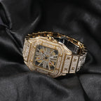 Hip-hop diamond-encrusted hollowed-out square watch nowadaysfashion