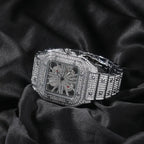 Hip-hop diamond-encrusted hollowed-out square watch nowadaysfashion