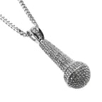 Hip-hop diamond-encrusted microphone necklaces. nowadaysfashion