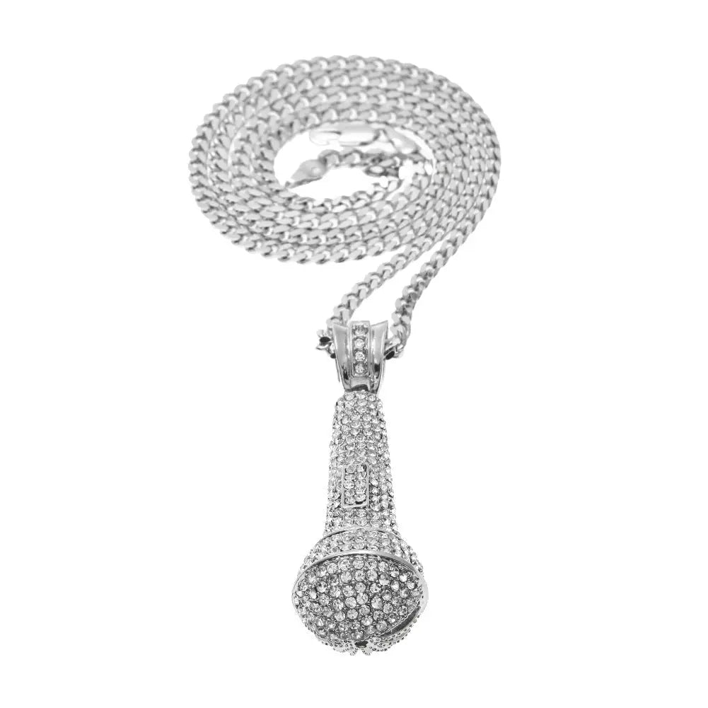 Hip-hop diamond-encrusted microphone necklaces. - Blade & Thread