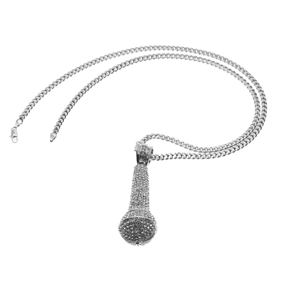Hip-hop diamond-encrusted microphone necklaces. - Blade & Thread