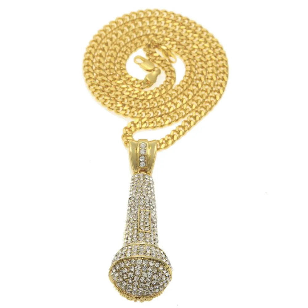 Hip-hop diamond-encrusted microphone necklaces. - Blade & Thread