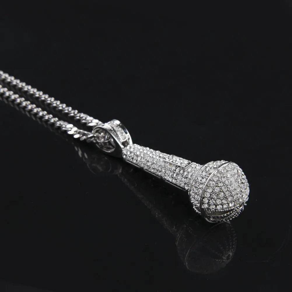Hip-hop diamond-encrusted microphone necklaces. - Blade & Thread