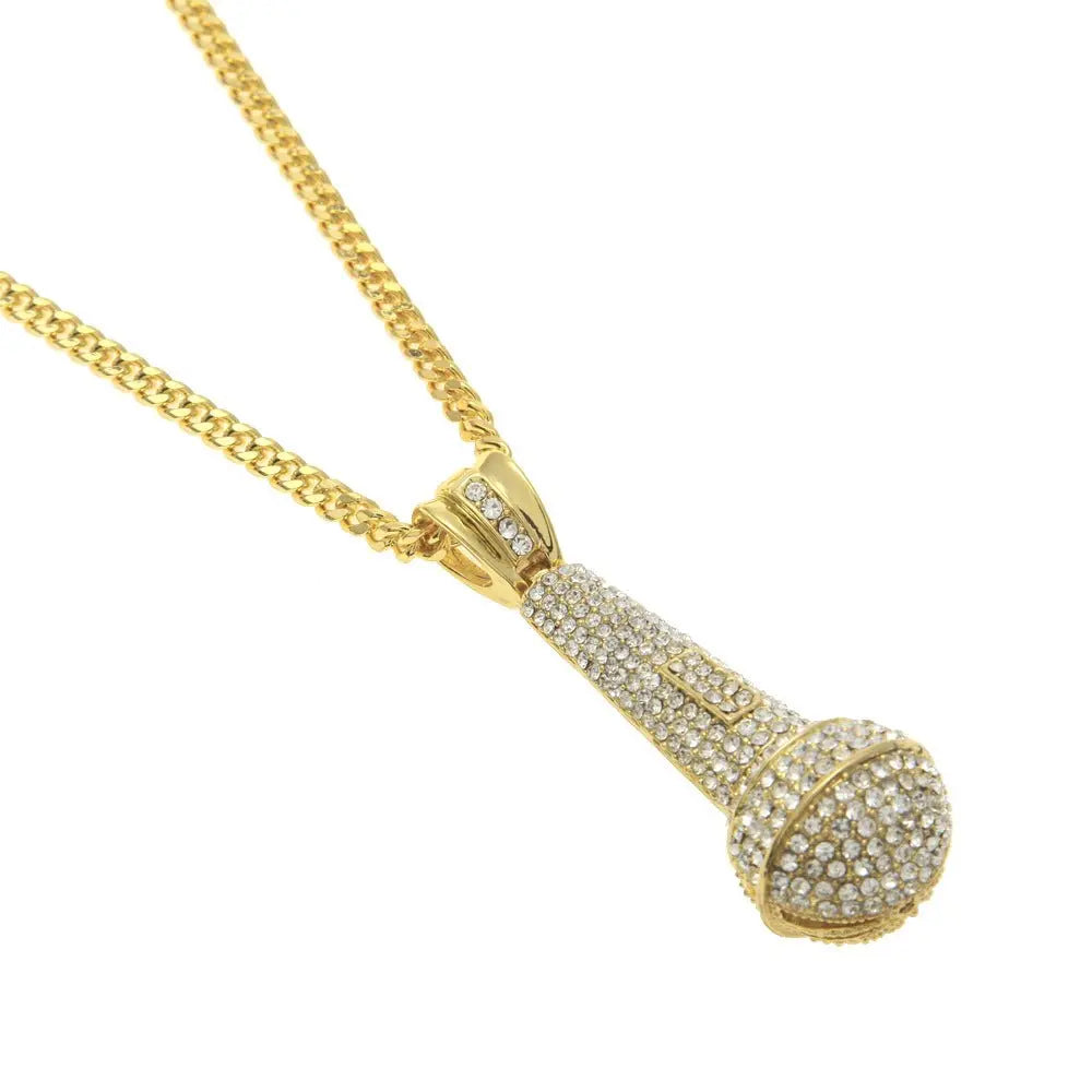 Hip-hop diamond-encrusted microphone necklaces. nowadaysfashion