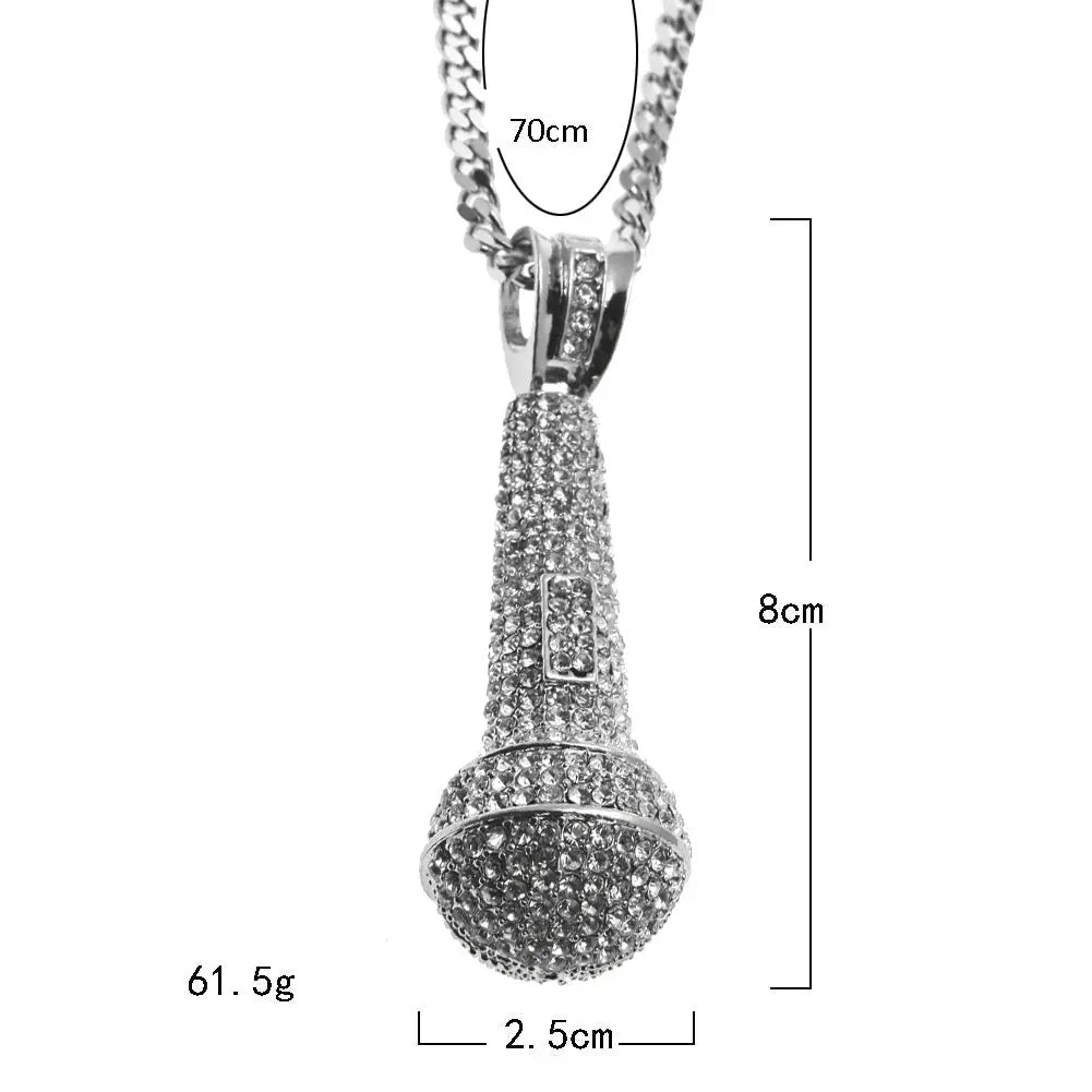 Hip-hop diamond-encrusted microphone necklaces. - Blade & Thread