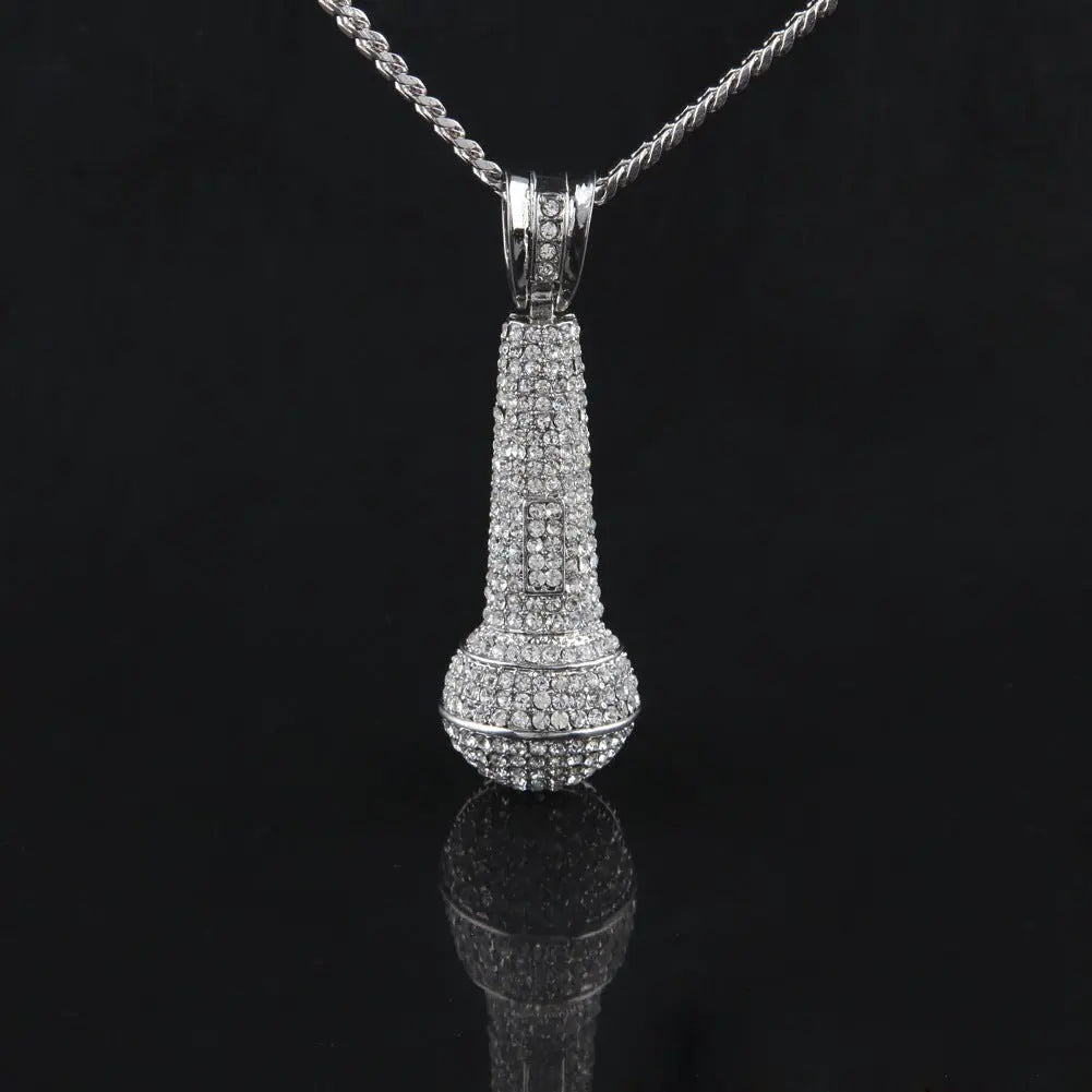 Hip-hop diamond-encrusted microphone necklaces. - Blade & Thread