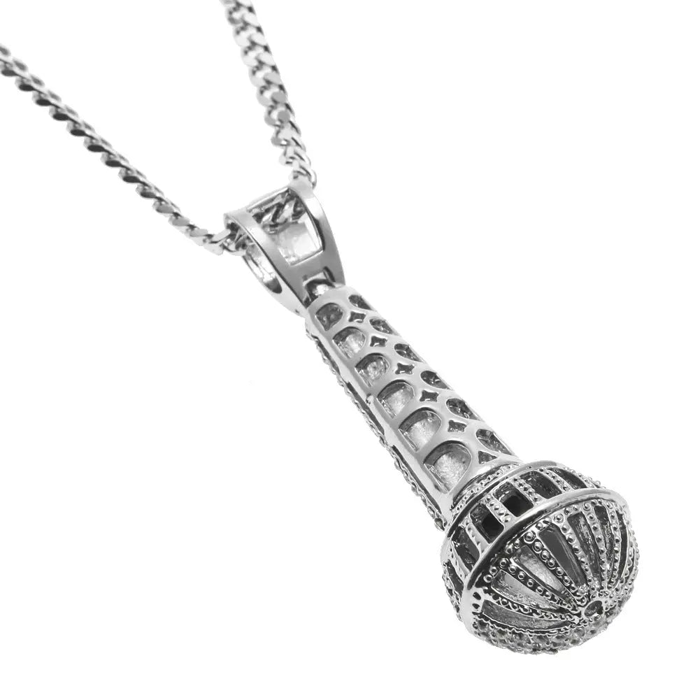 Hip-hop diamond-encrusted microphone necklaces. - Blade & Thread