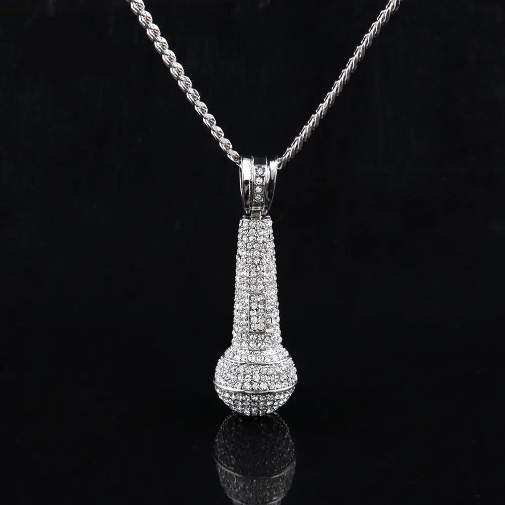 Hip-hop diamond-encrusted microphone necklaces. - Blade & Thread