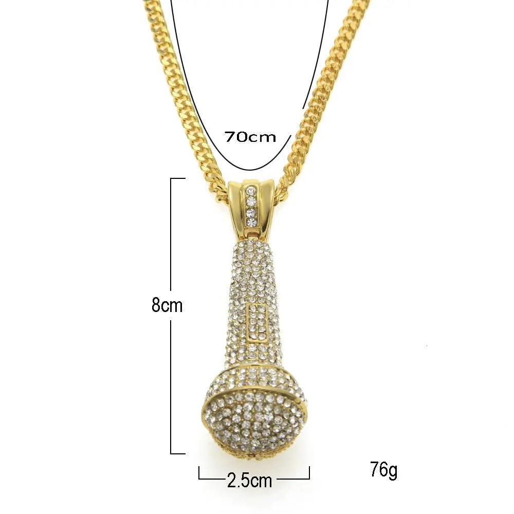 Hip-hop diamond-encrusted microphone necklaces. - Blade & Thread