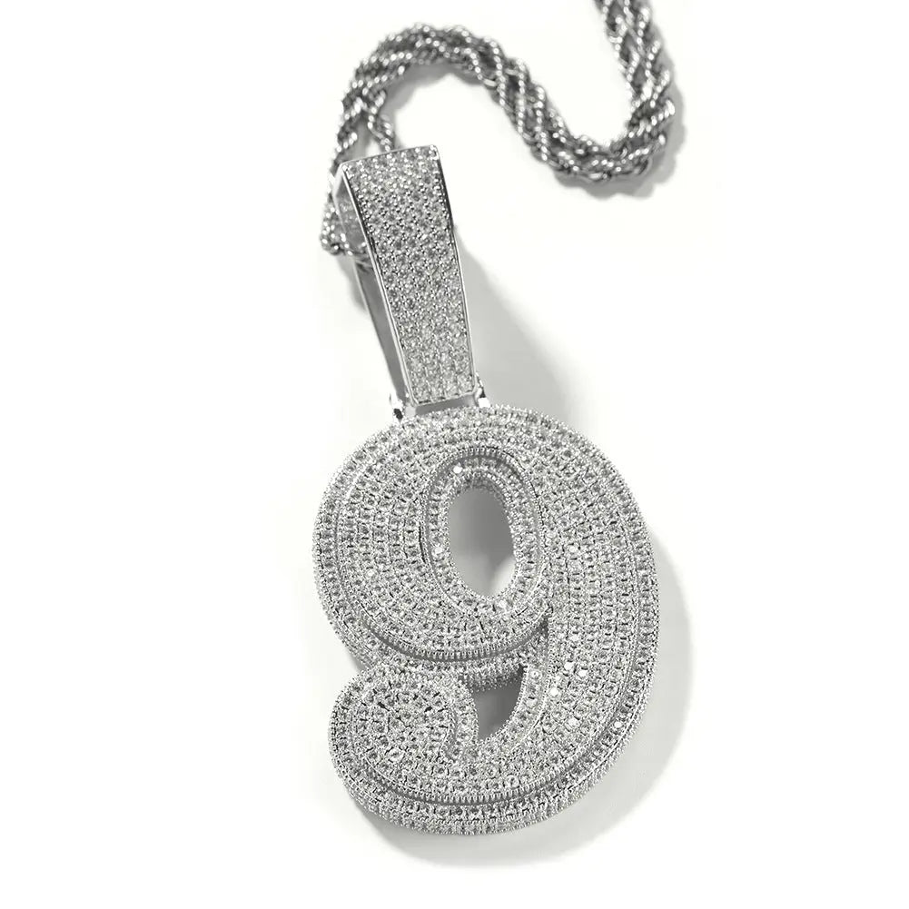 Hip-hop diamond-encrusted number pendant - Blade & Thread