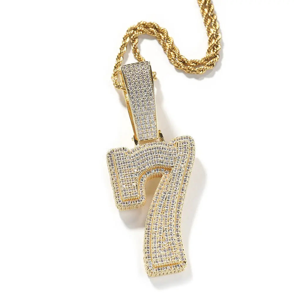Hip-hop diamond-encrusted number pendant - Blade & Thread