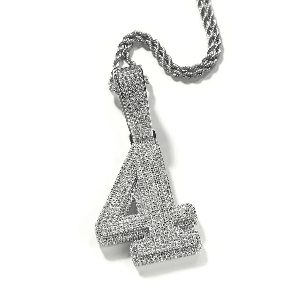 Hip-hop diamond-encrusted number pendant - Blade & Thread