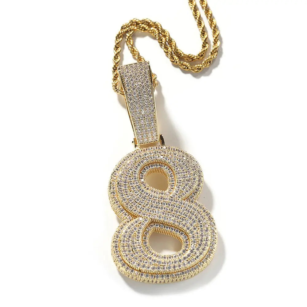 Hip-hop diamond-encrusted number pendant nowadaysfashion