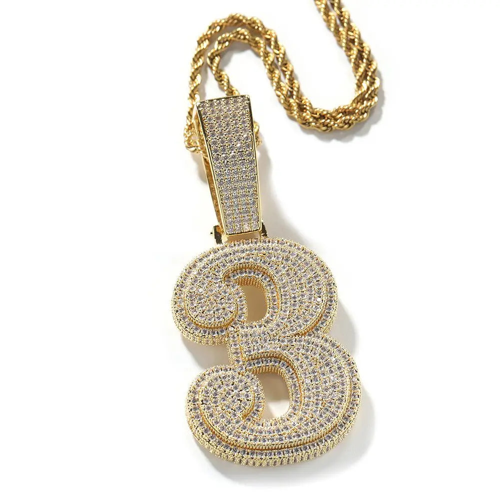 Hip-hop diamond-encrusted number pendant nowadaysfashion