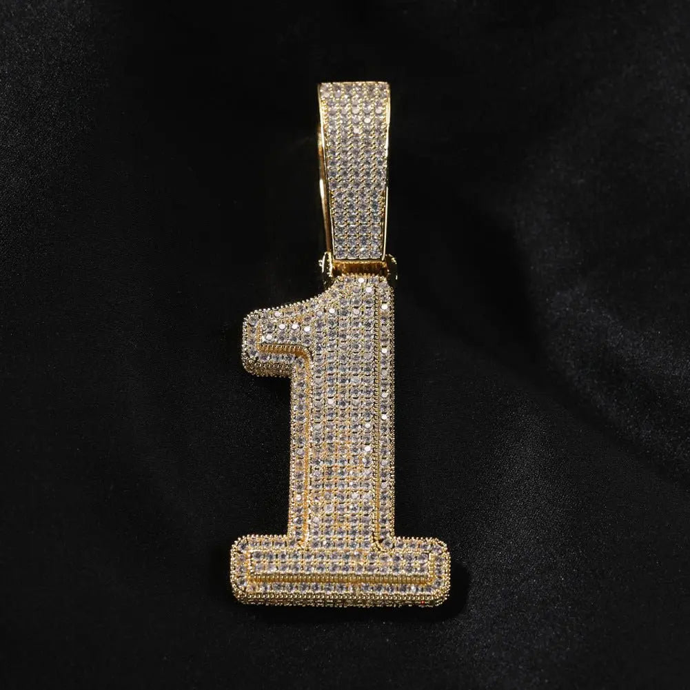 Hip-hop diamond-encrusted number pendant - Blade & Thread