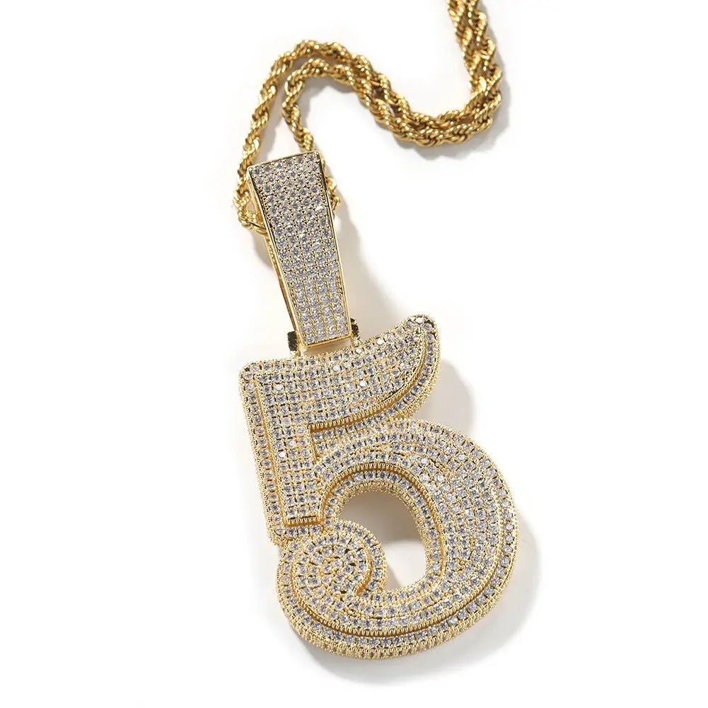 Hip-hop diamond-encrusted number pendant - Blade & Thread