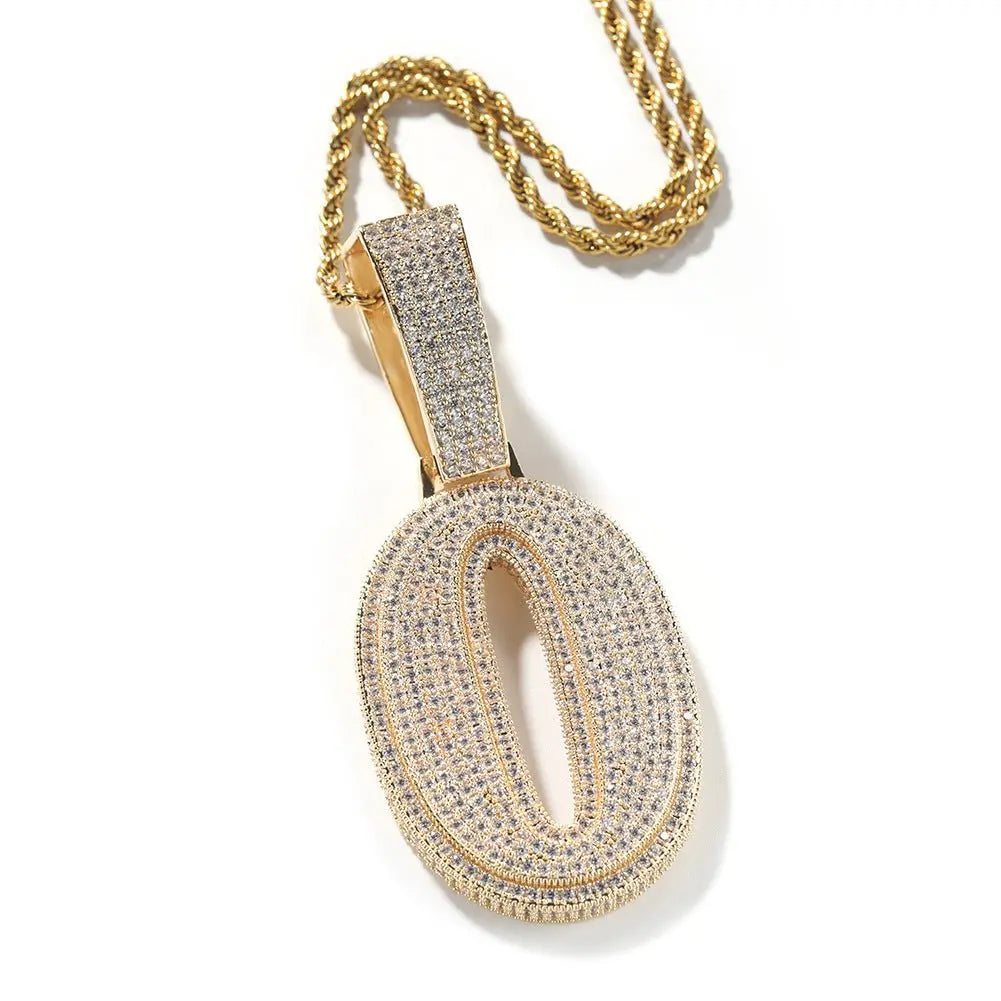 Hip-hop diamond-encrusted number pendant - Blade & Thread