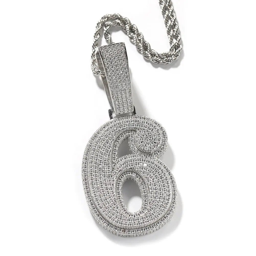 Hip-hop diamond-encrusted number pendant - Blade & Thread