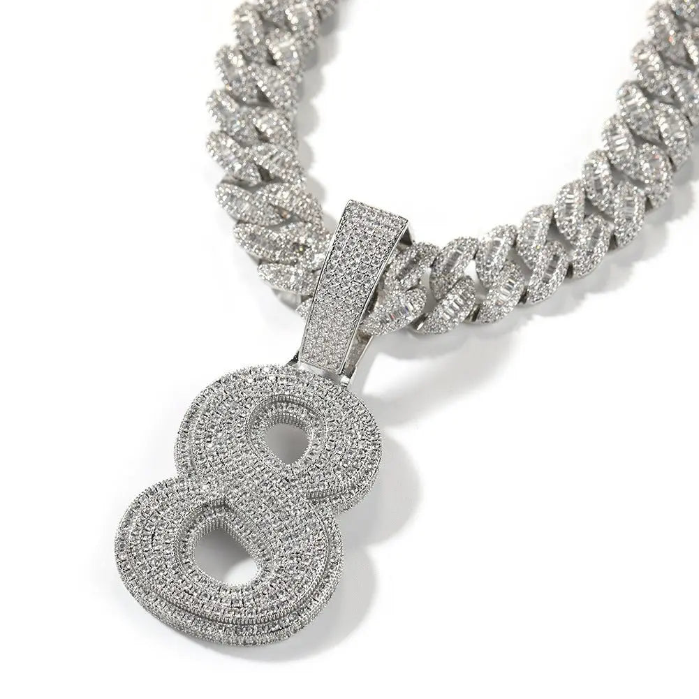 Hip-hop diamond-encrusted number pendant - Blade & Thread