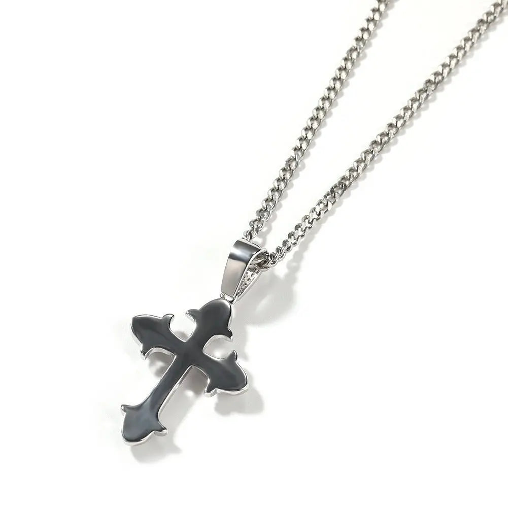 Hip-Hop Diamond-Encrusted Zircon Cross Necklace - Blade & Thread