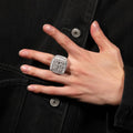 Hip-hop diamond-encrusted zircon DIY letter square ring nowadaysfashion
