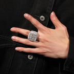 Hip-hop diamond-encrusted zircon DIY letter square ring nowadaysfashion