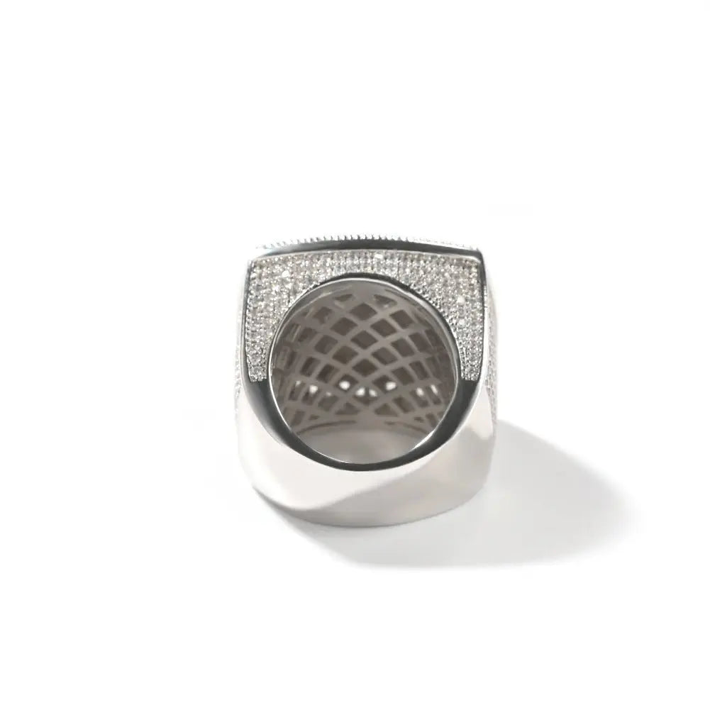 Hip-hop diamond-encrusted zircon DIY letter square ring - Blade & Thread