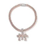 Hip-hop diamond-encrusted zircon three-cross Cuban necklace nowadaysfashion
