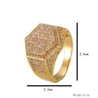 Hip-hop diamond hexagonal ring nowadaysfashion