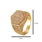 Hip-hop diamond hexagonal ring nowadaysfashion