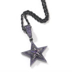 Hip-hop diamond-studded rotating five-pointed star necklace nowadaysfashion