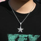 Hip-hop diamond-studded rotating five-pointed star necklace nowadaysfashion