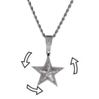 Hip-hop diamond-studded rotating five-pointed star necklace nowadaysfashion