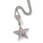 Hip-hop diamond-studded rotating five-pointed star necklace nowadaysfashion