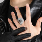 Hip-hop exaggerated portrait inlaid zircon ring nowadaysfashion