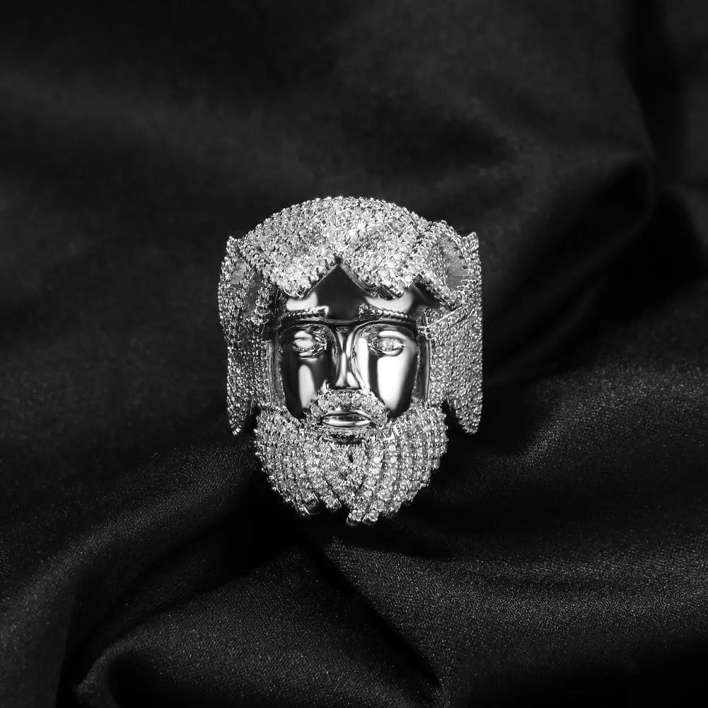Hip-hop exaggerated portrait inlaid zircon ring - Blade & Thread