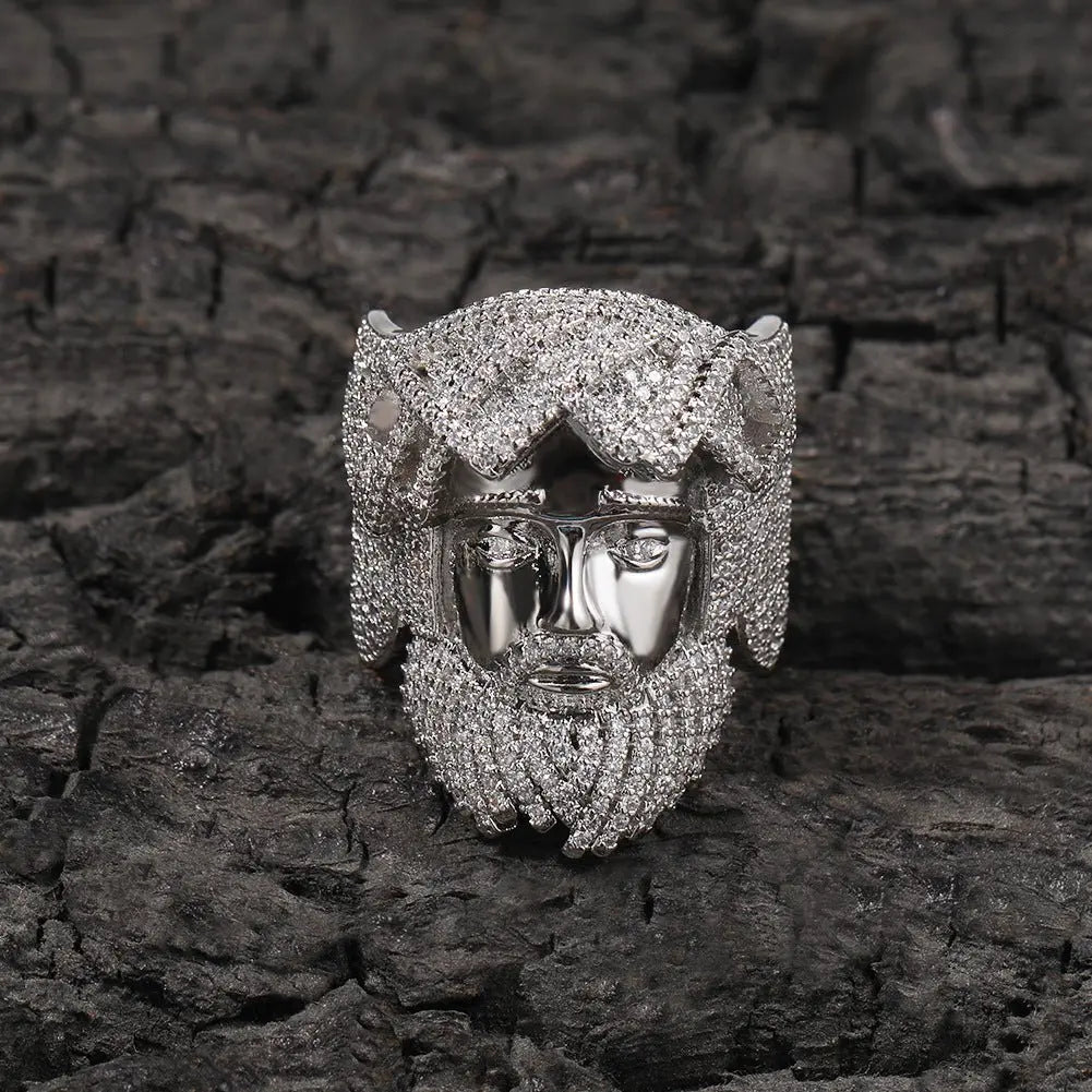 Hip-hop exaggerated portrait inlaid zircon ring nowadaysfashion