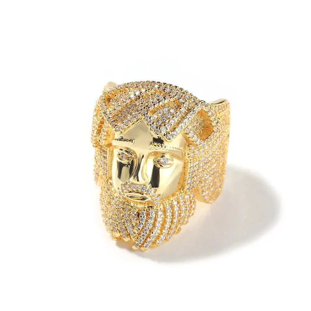 Hip-hop exaggerated portrait inlaid zircon ring - Blade & Thread